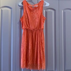 Pretty coral mid-length summer dress